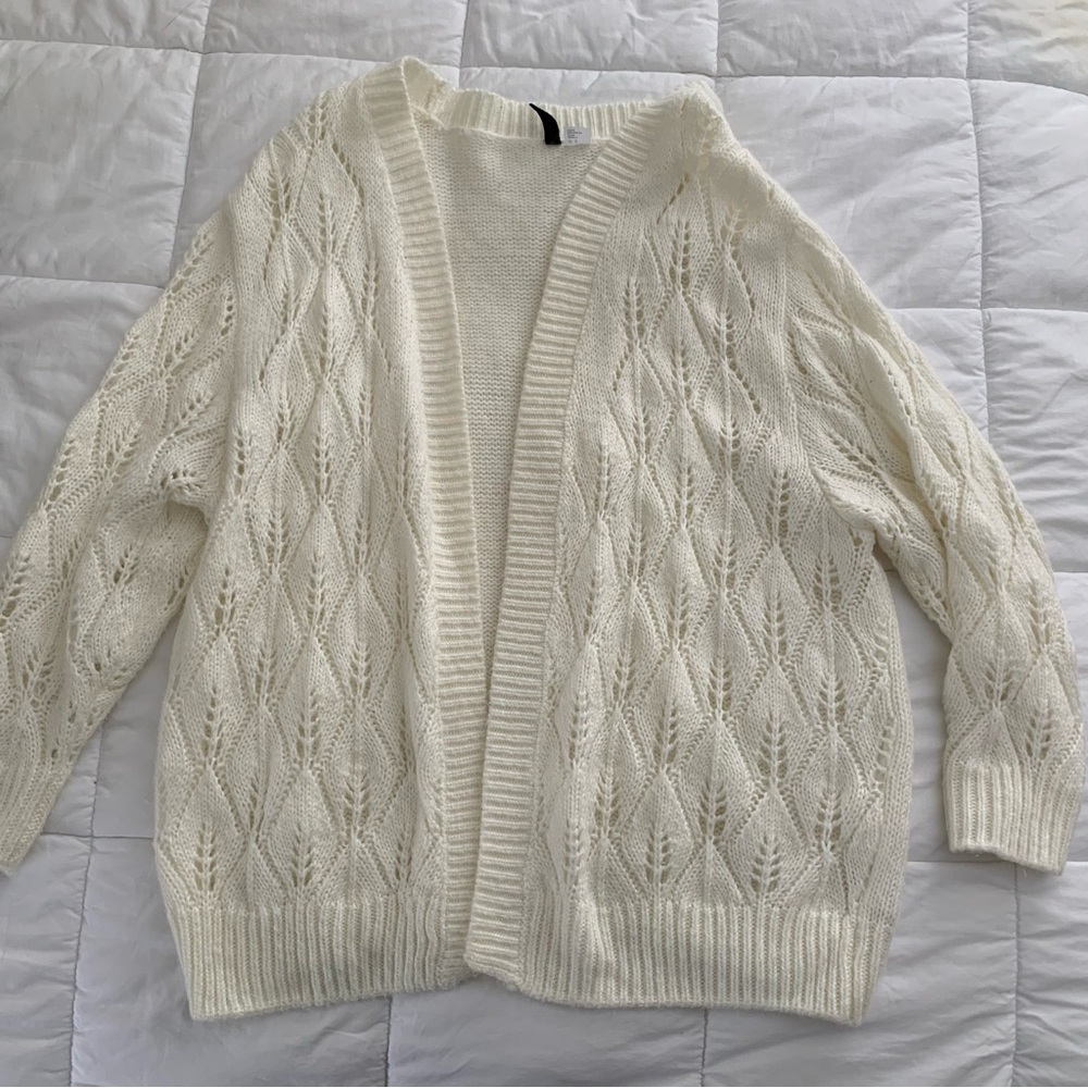 Divided Cream Cable Knit Cardigan Sweater